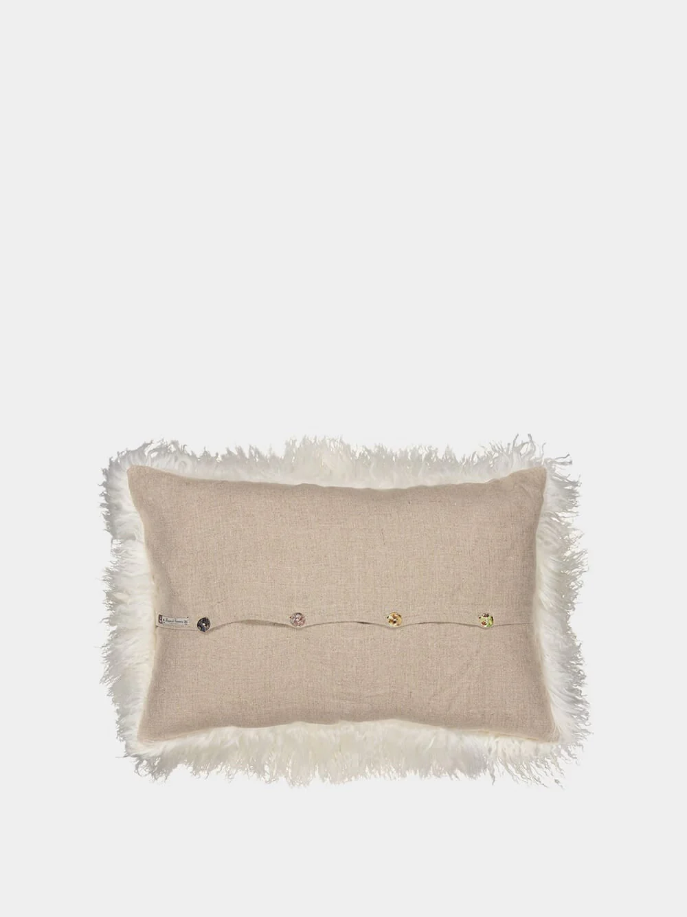 Tibetan Goat and Linen White Cushion - Image 2