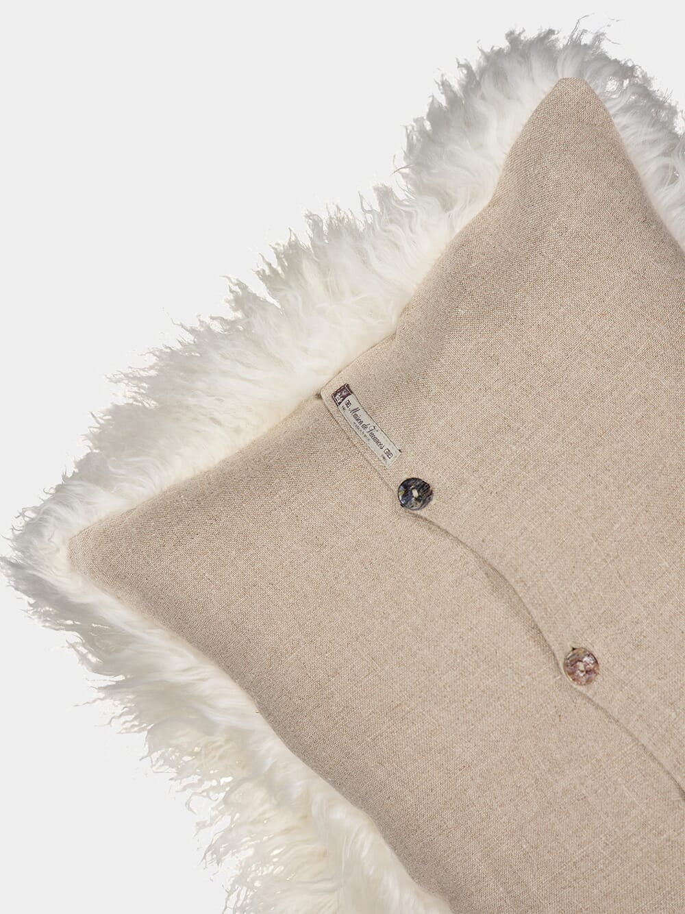 Tibetan Goat and Linen White Cushion - Image 3