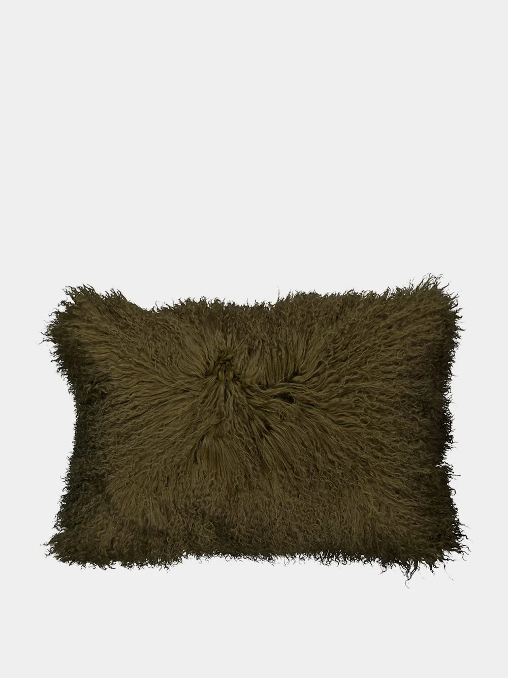 Khaki Tibetan Goat Hair and Linen Cushion