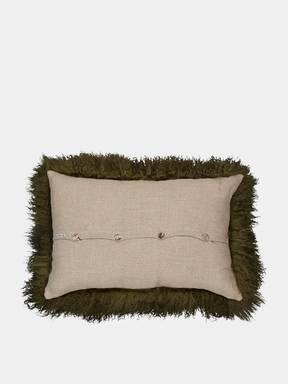 Khaki Tibetan Goat Hair and Linen Cushion - Image 2