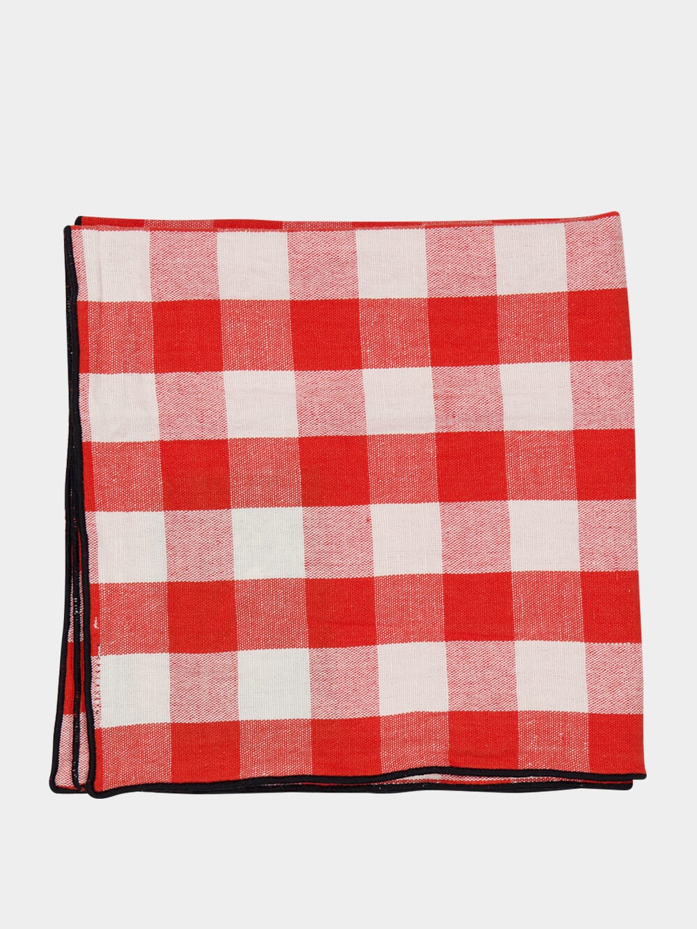 Vichy Capucine Napkin with Black Bourdon Edge - Image 2