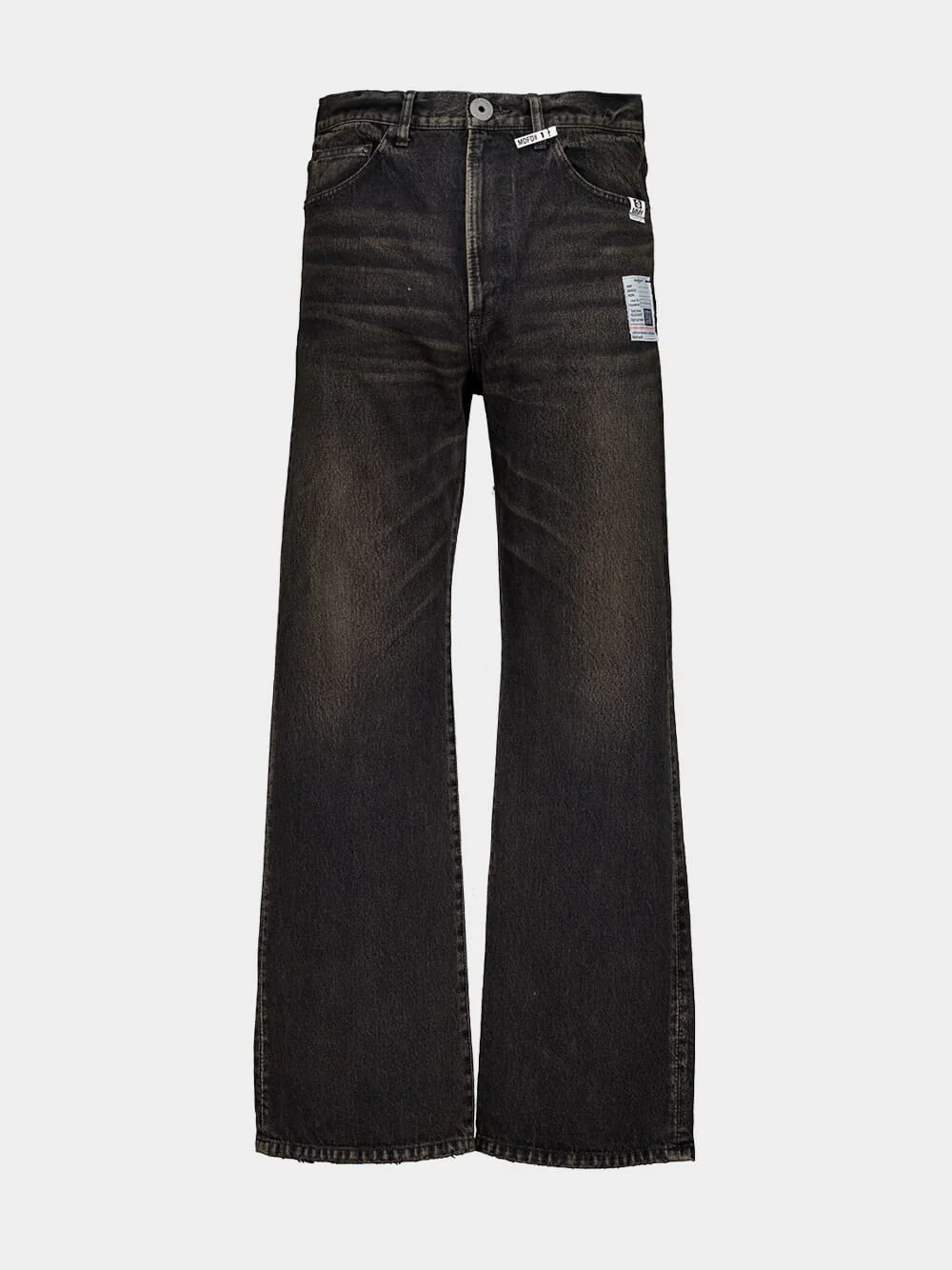Black Vintage-Wash Flared Denim Jeans