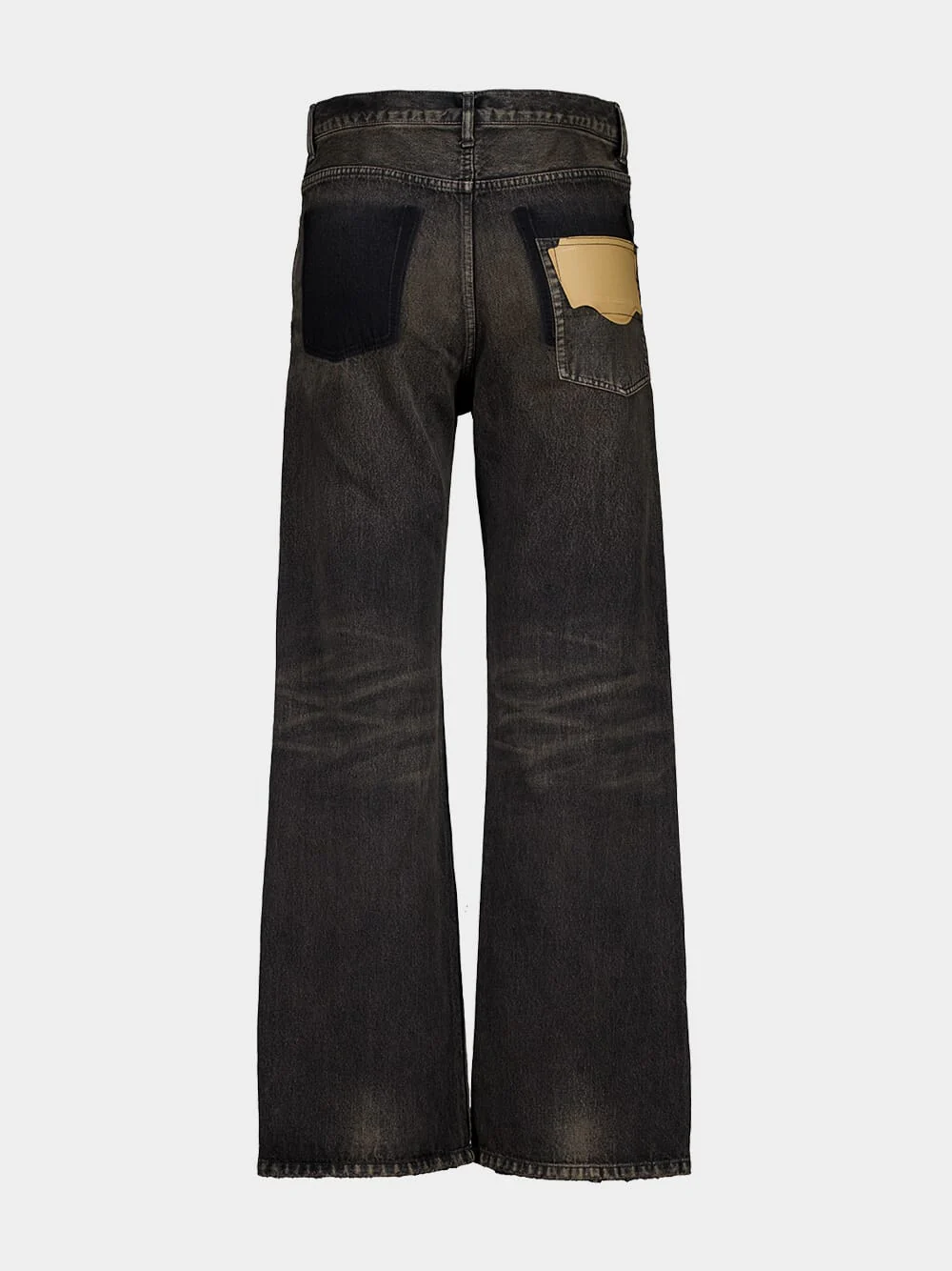 Black Vintage-Wash Flared Denim Jeans - Image 2
