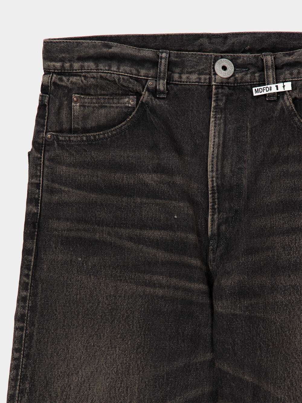 Black Vintage-Wash Flared Denim Jeans - Image 3
