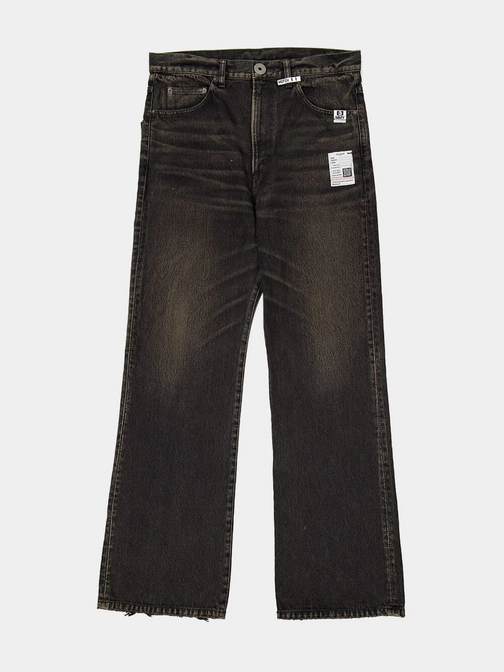 Black Vintage-Wash Flared Denim Jeans - Image 5