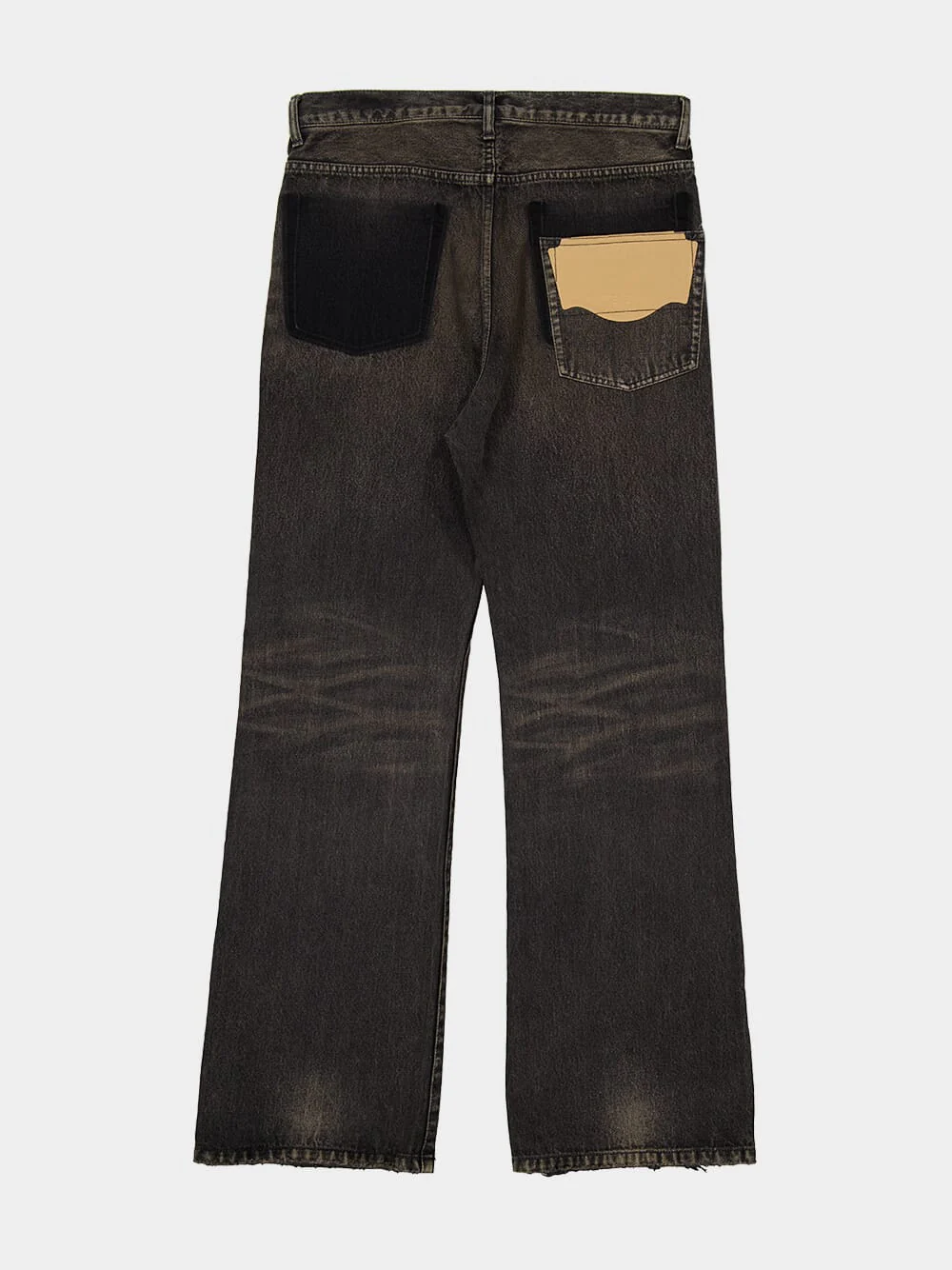 Black Vintage-Wash Flared Denim Jeans - Image 6