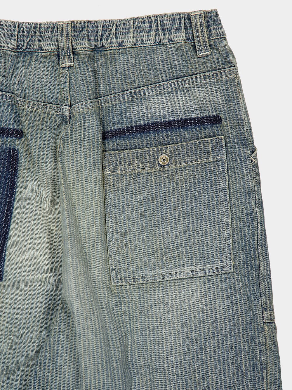 Indigo Blue Stripe Denim Bush Pants - Image 4