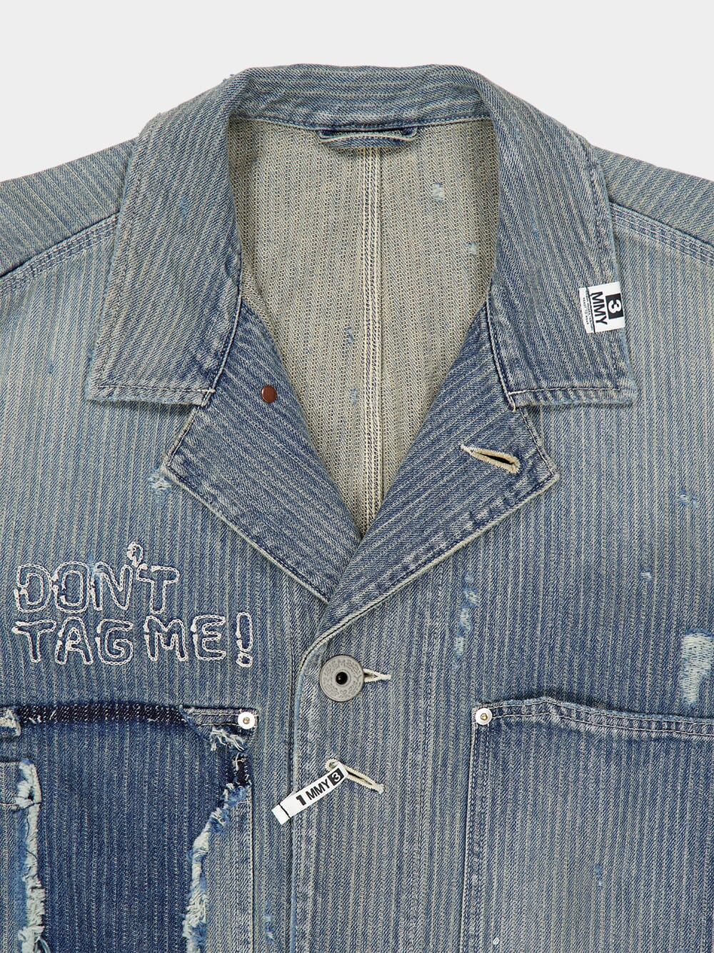 Indigo Blue Stripe Denim Chore Jacket - Image 3