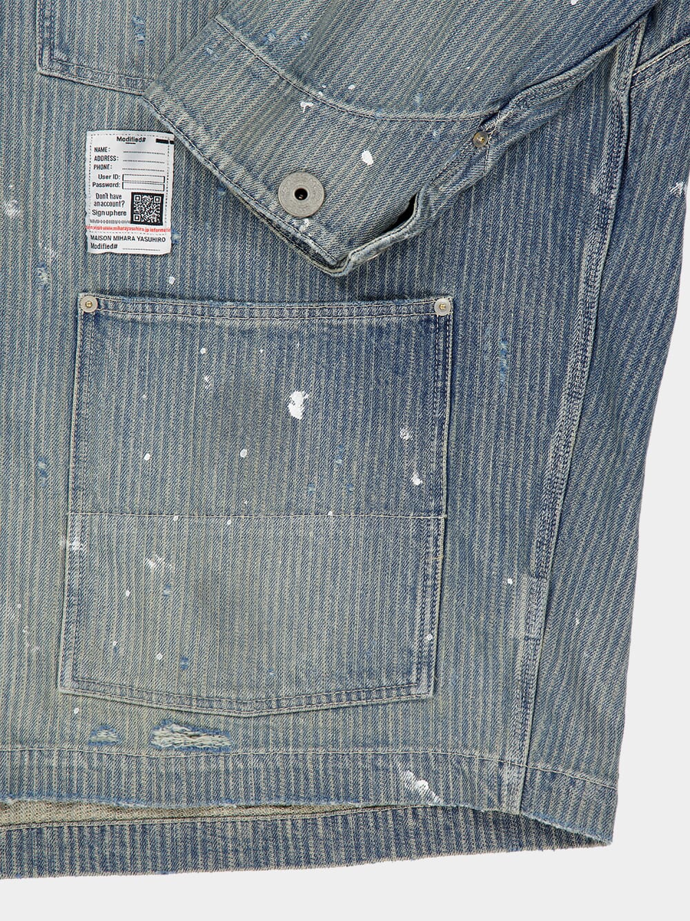 Indigo Blue Stripe Denim Chore Jacket - Image 4