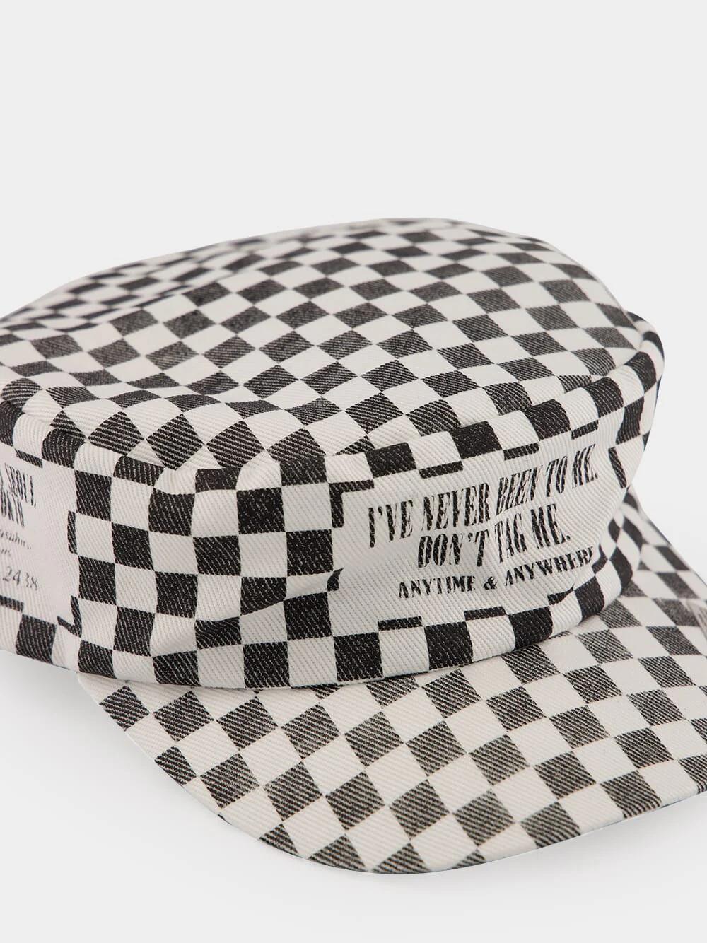 White Check Printed Cotton Work Cap - Image 3