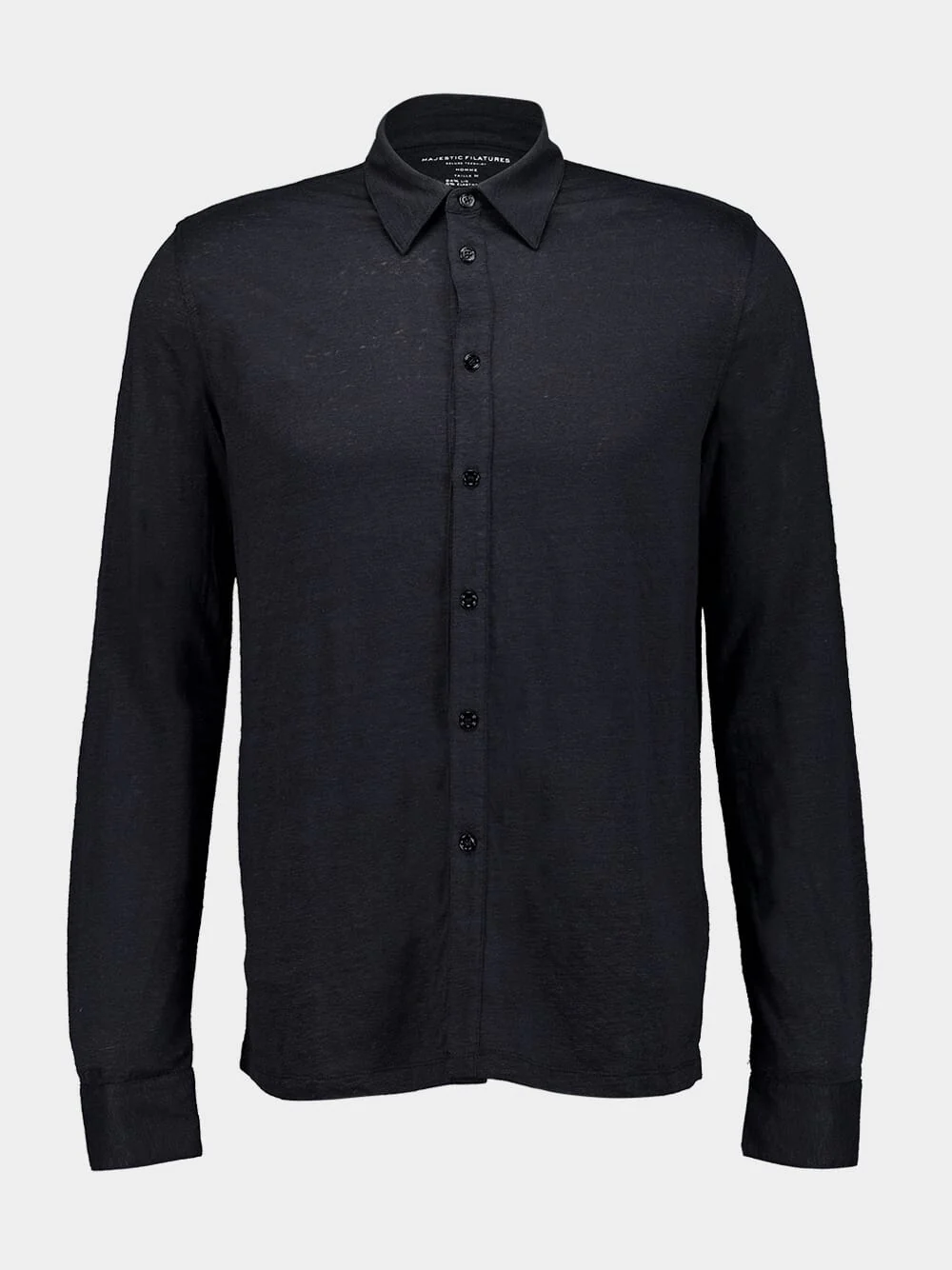 Black Linen Long-Sleeved Shirt