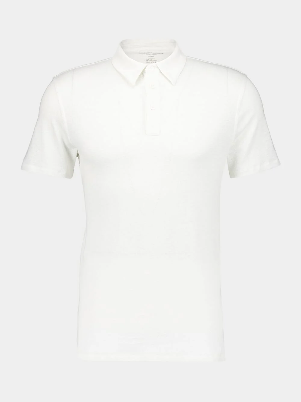 White Linen Stretch Short-Sleeved Polo Shirt
