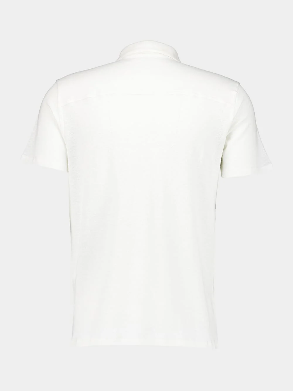 White Linen Stretch Short-Sleeved Polo Shirt - Image 3
