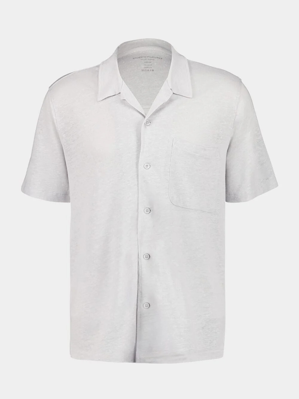 Cream Short-Sleeve Linen Button-Up Shirt