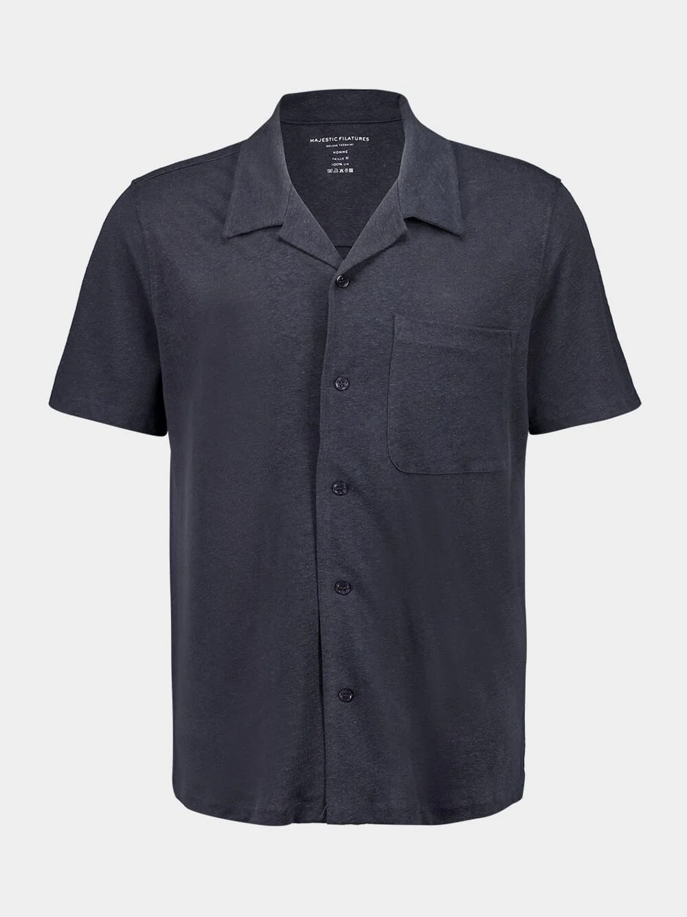 Dark Grey Linen Short Sleeve Shirt