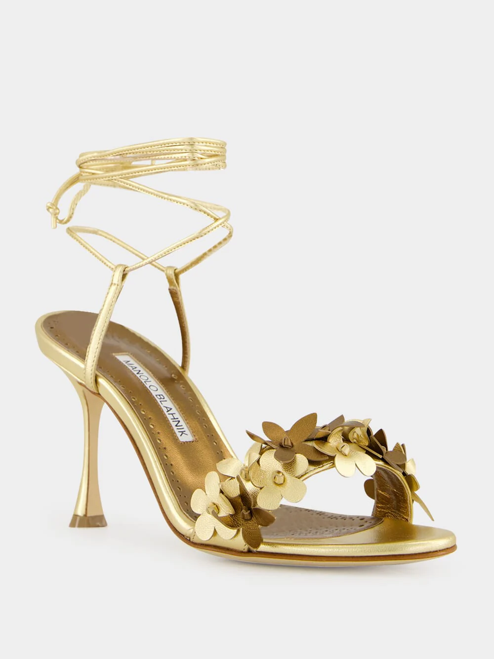 Anista Gold Floral Ankle Strap Sandals - Image 2