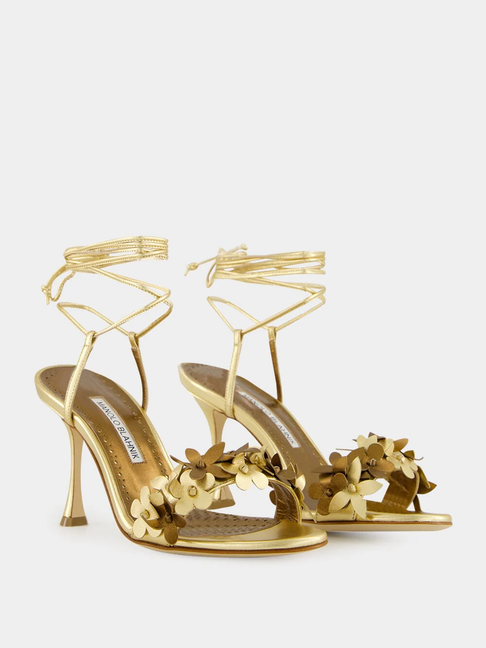 Anista Gold Floral Ankle Strap Sandals - Image 3