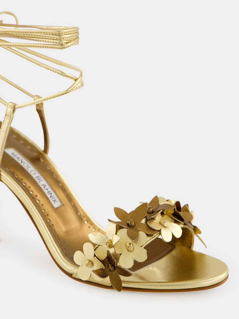 Anista Gold Floral Ankle Strap Sandals - Image 6