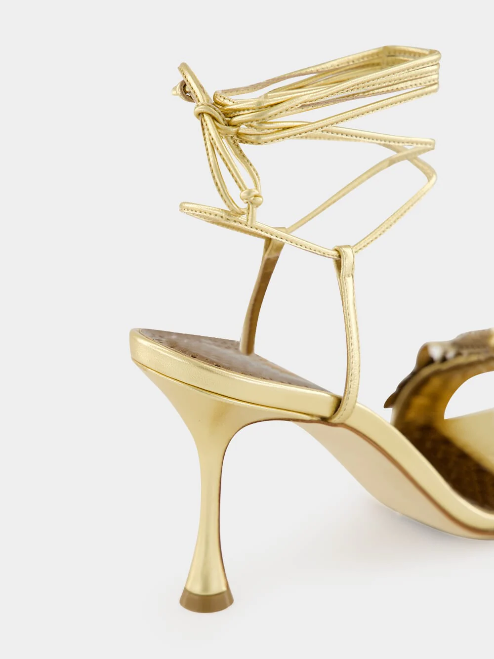 Anista Gold Floral Ankle Strap Sandals - Image 7