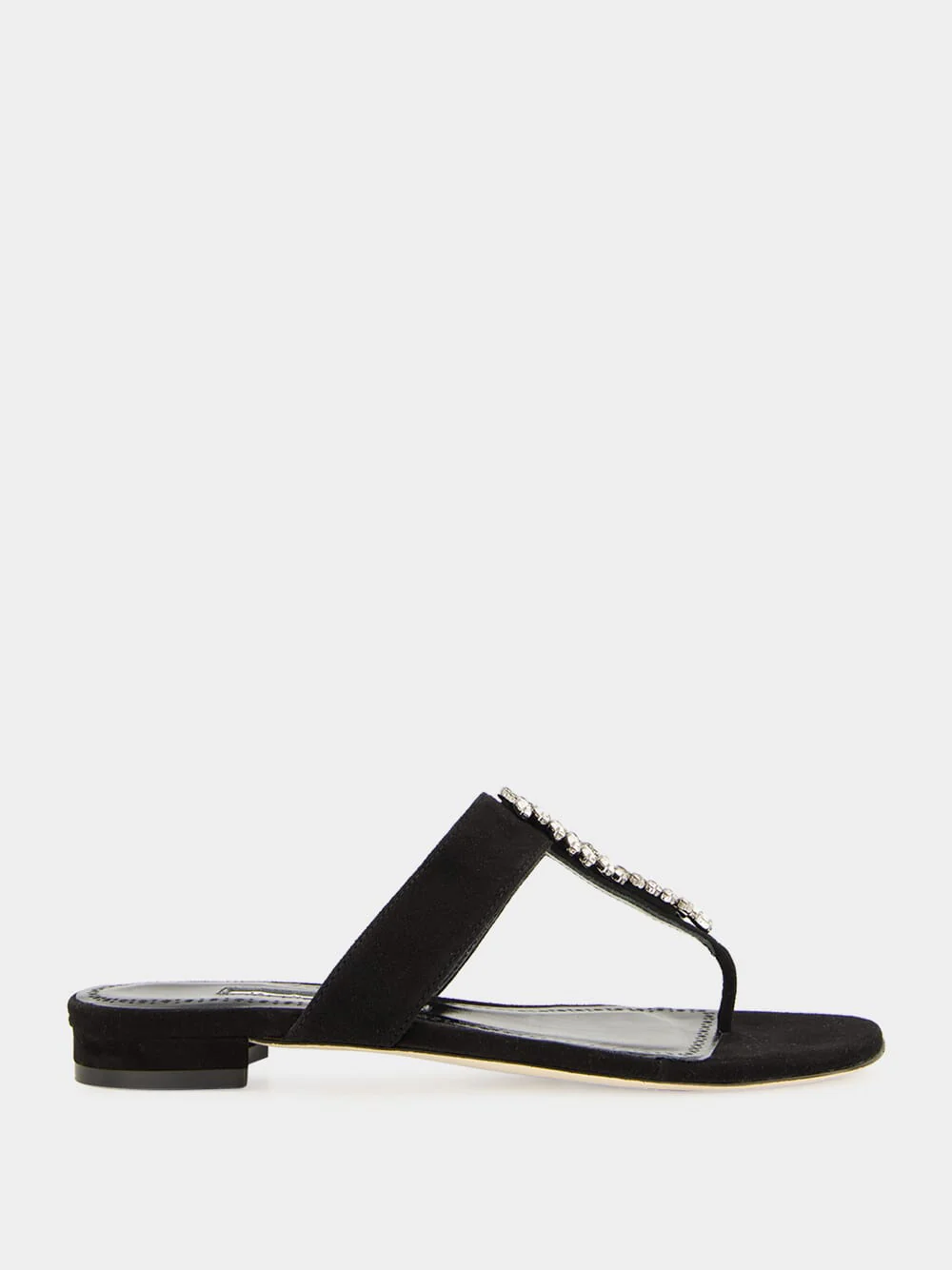 Bizaba Black Suede Flat Sandals