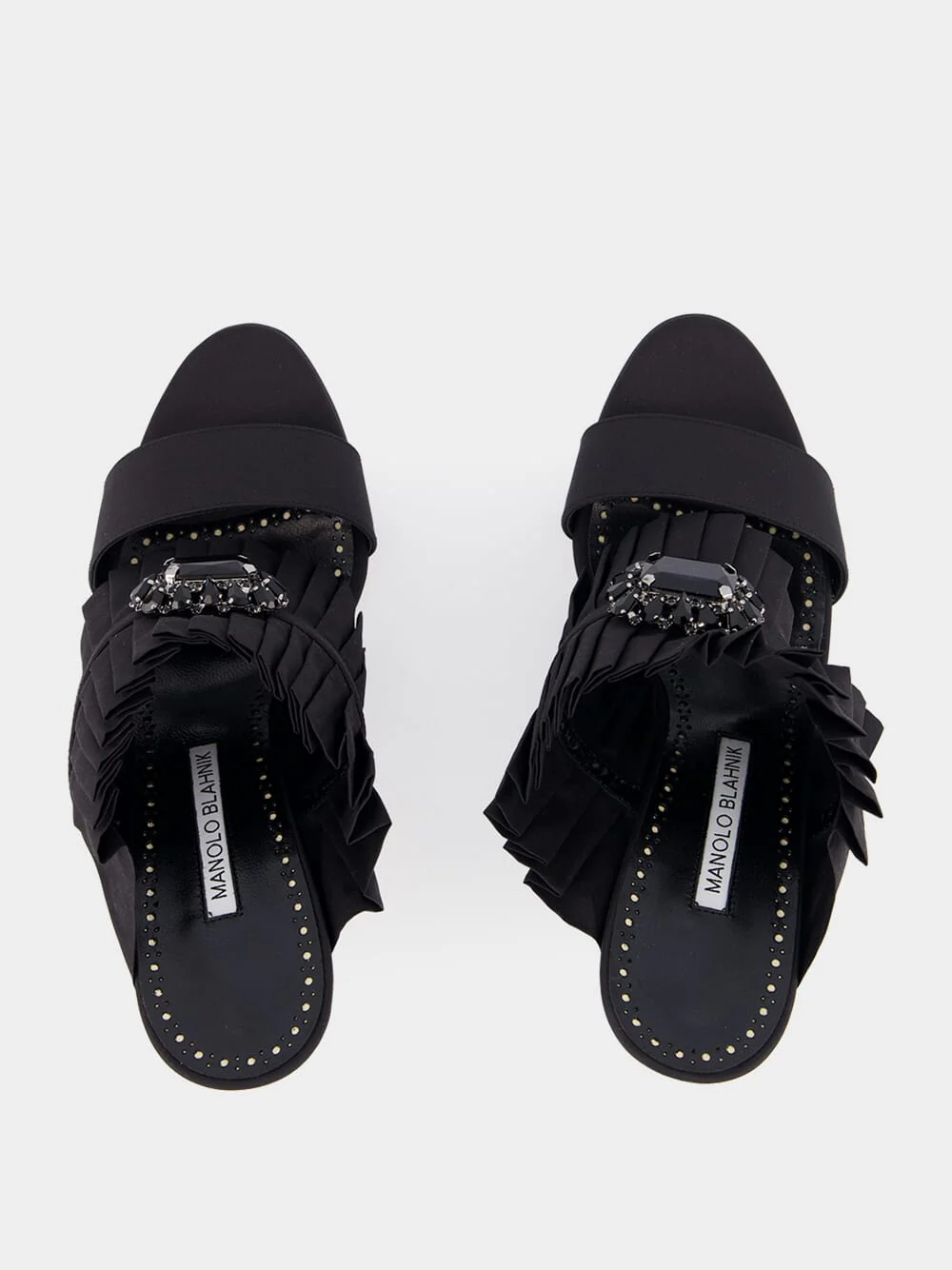 Black Silk Danteuil Pleated High-Heel Mules - Image 4