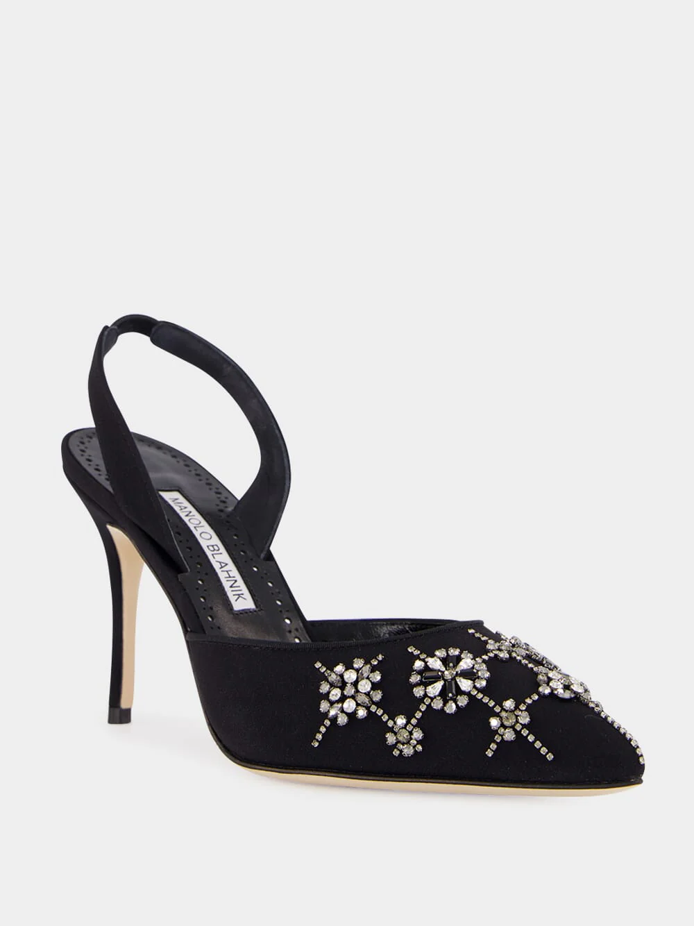 Black Silk Ralyne Slingback Crystal Pumps - Image 2