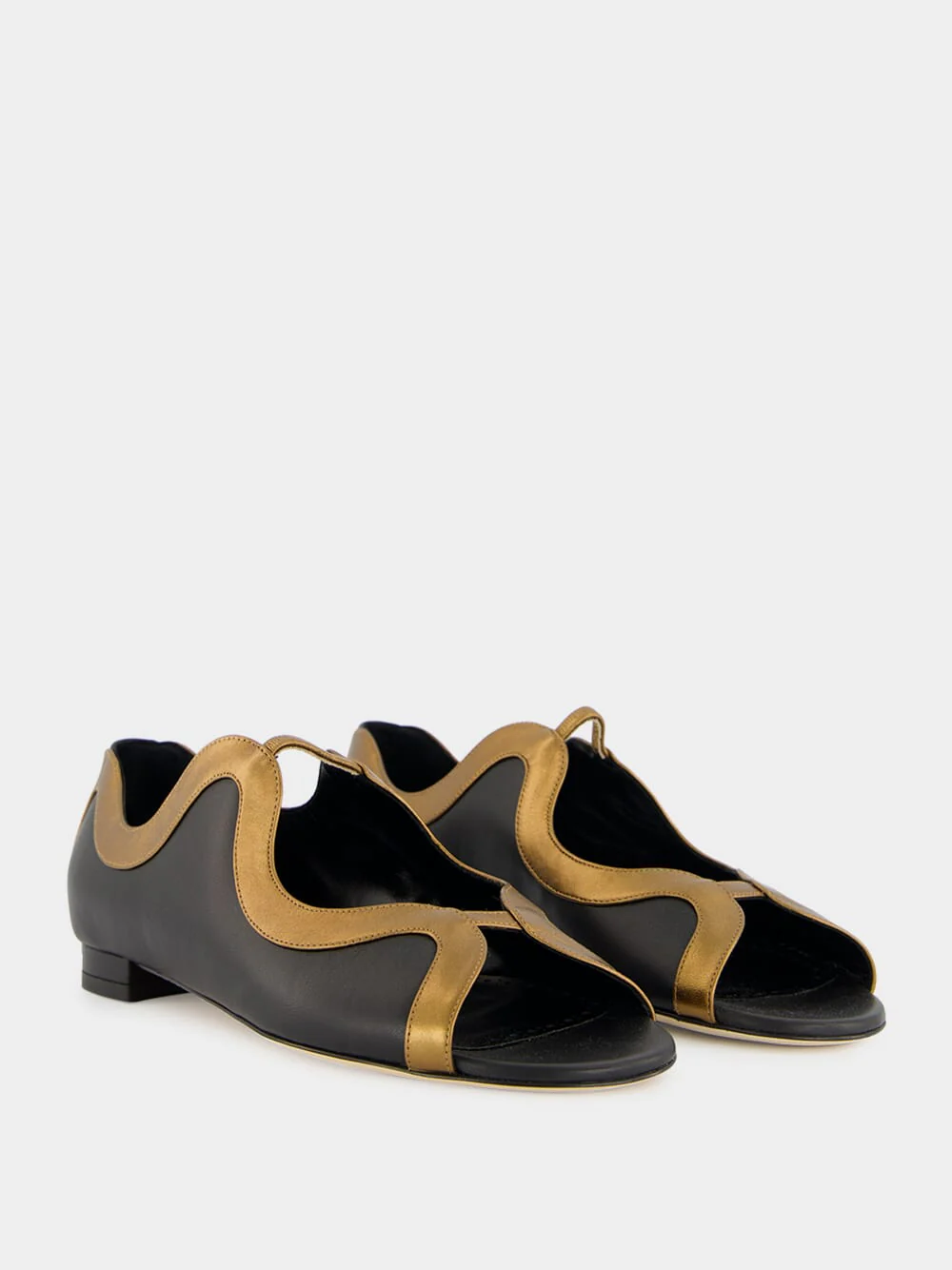 Chilki Black and Bronze Leather Sandals - Image 3