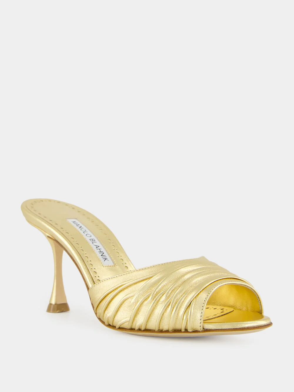 Gold Ruched Open Toe Mules - Image 2