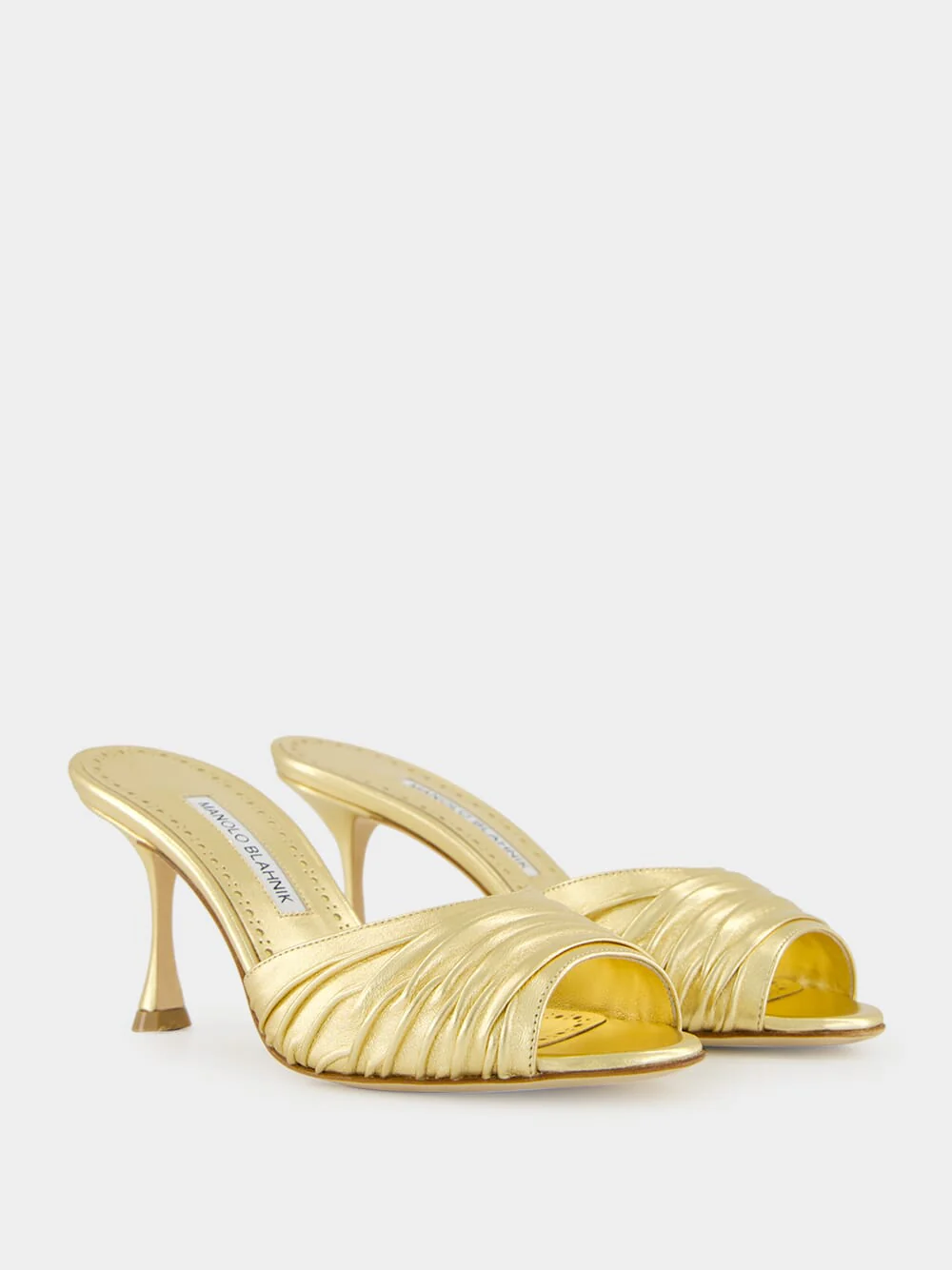 Gold Ruched Open Toe Mules - Image 3