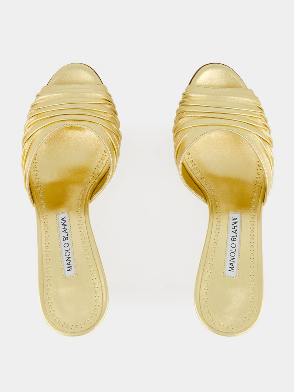 Gold Ruched Open Toe Mules - Image 4