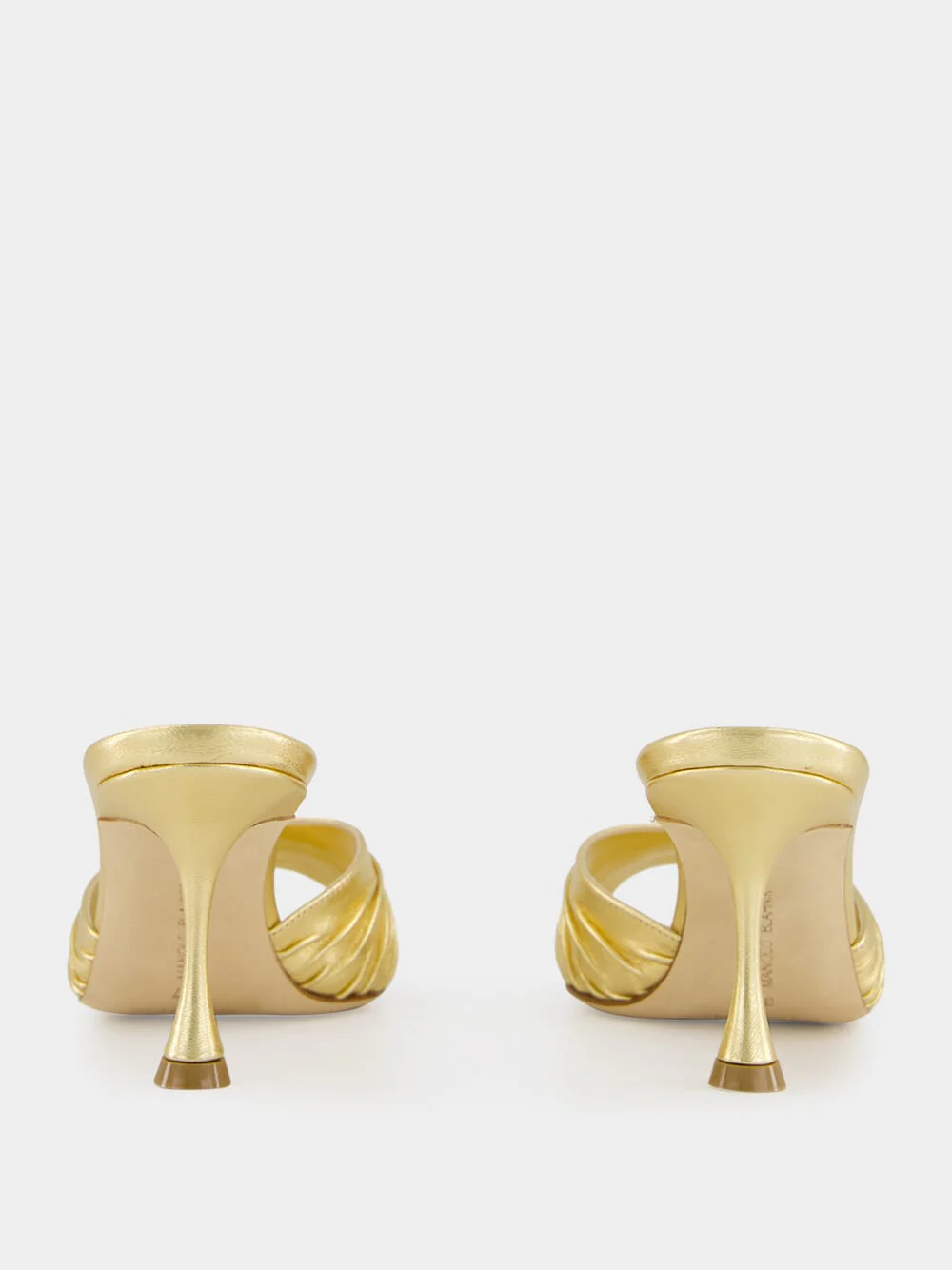 Gold Ruched Open Toe Mules - Image 5