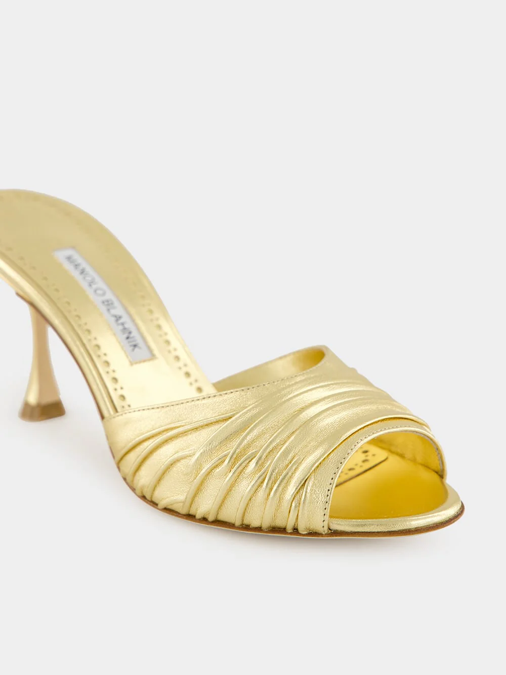 Gold Ruched Open Toe Mules - Image 6