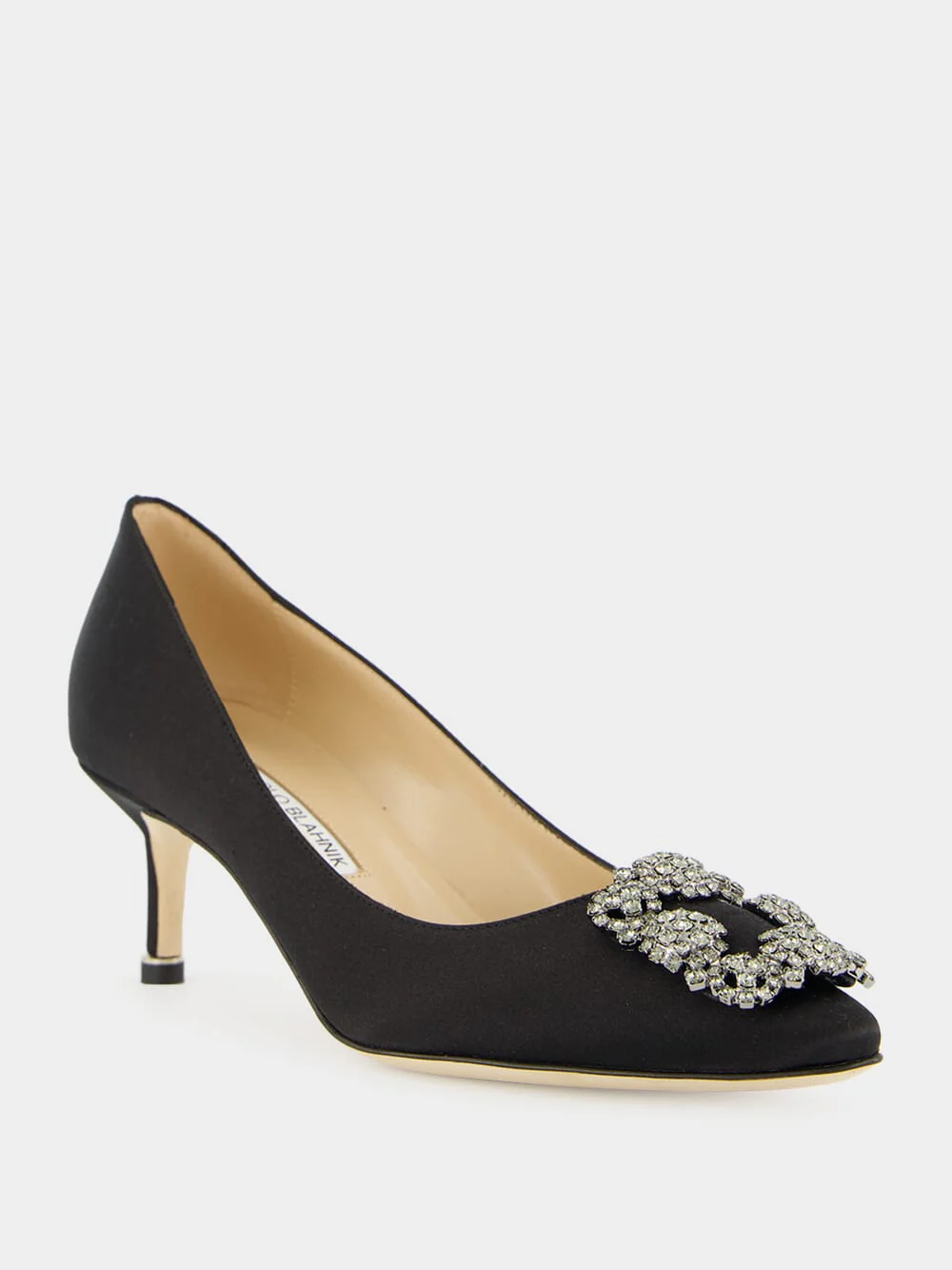 Hangisi 50 Black Satin Jewel Pumps - Image 2