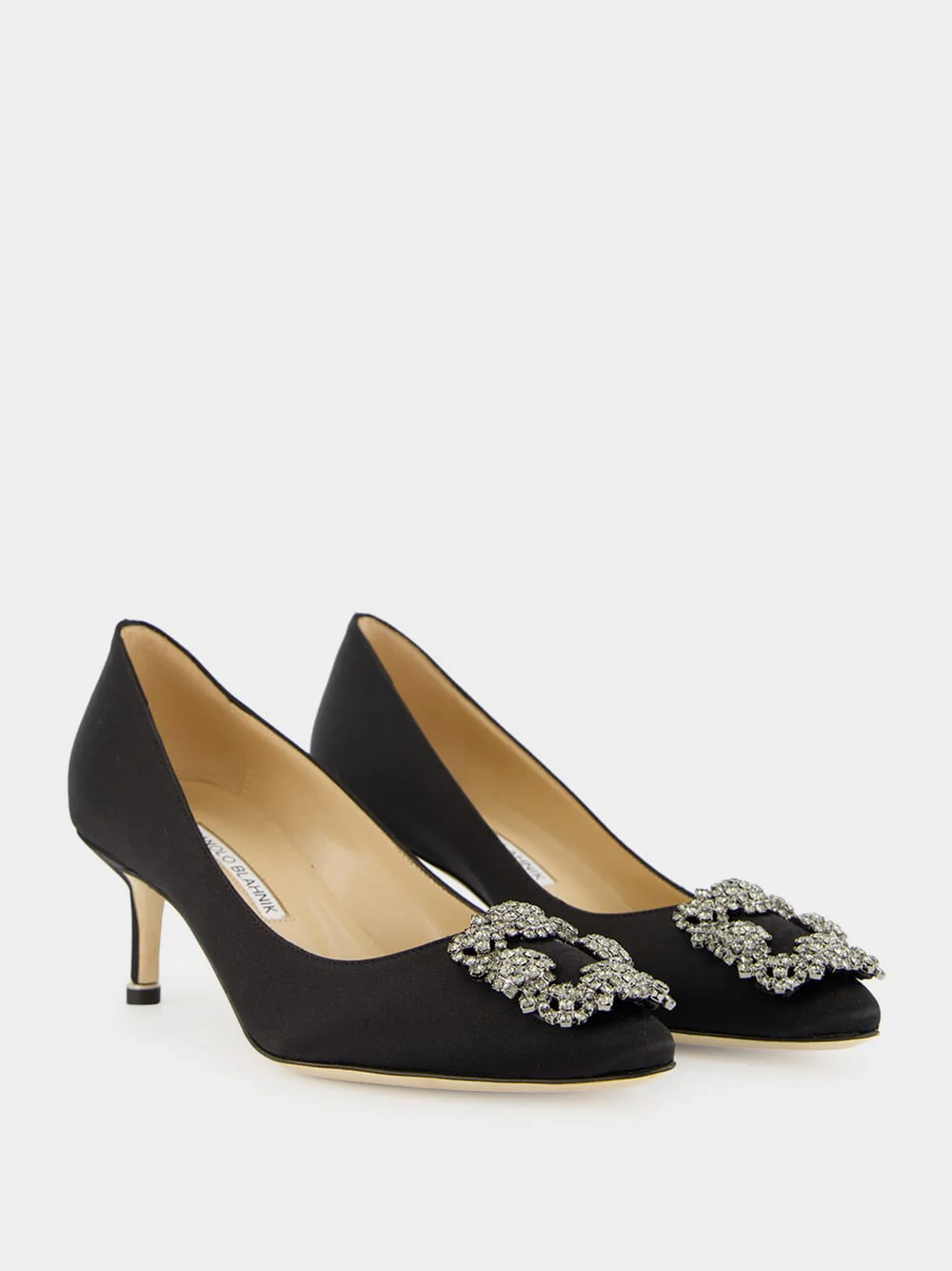 Hangisi 50 Black Satin Jewel Pumps - Image 3