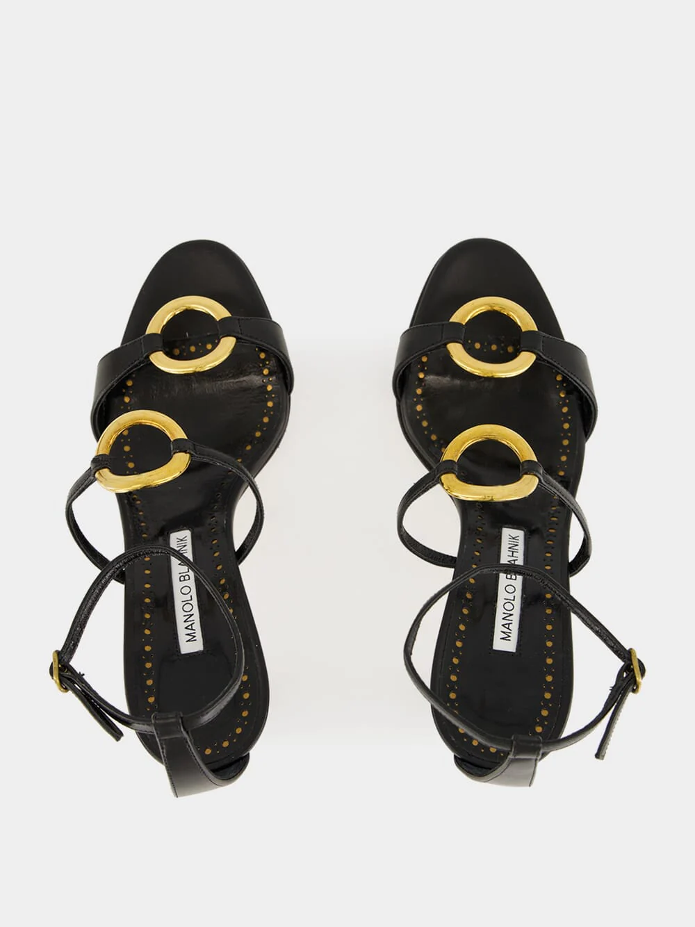 Hisfahan Black Calf Leather Ankle Strap Sandals - Image 4