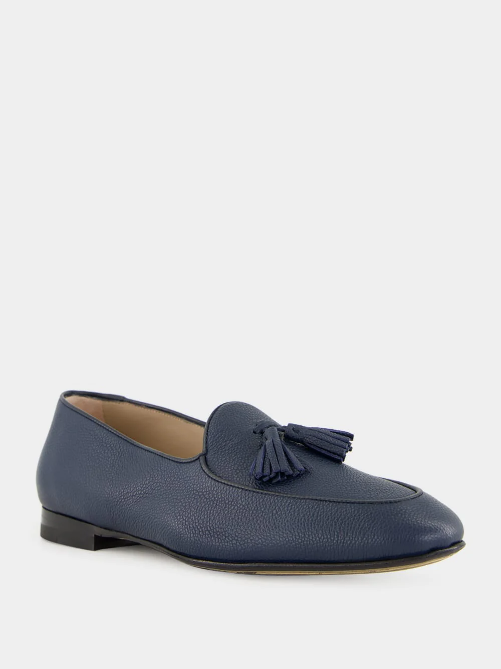 Lennox Navy Blue Leather Tassel Loafers - Image 2