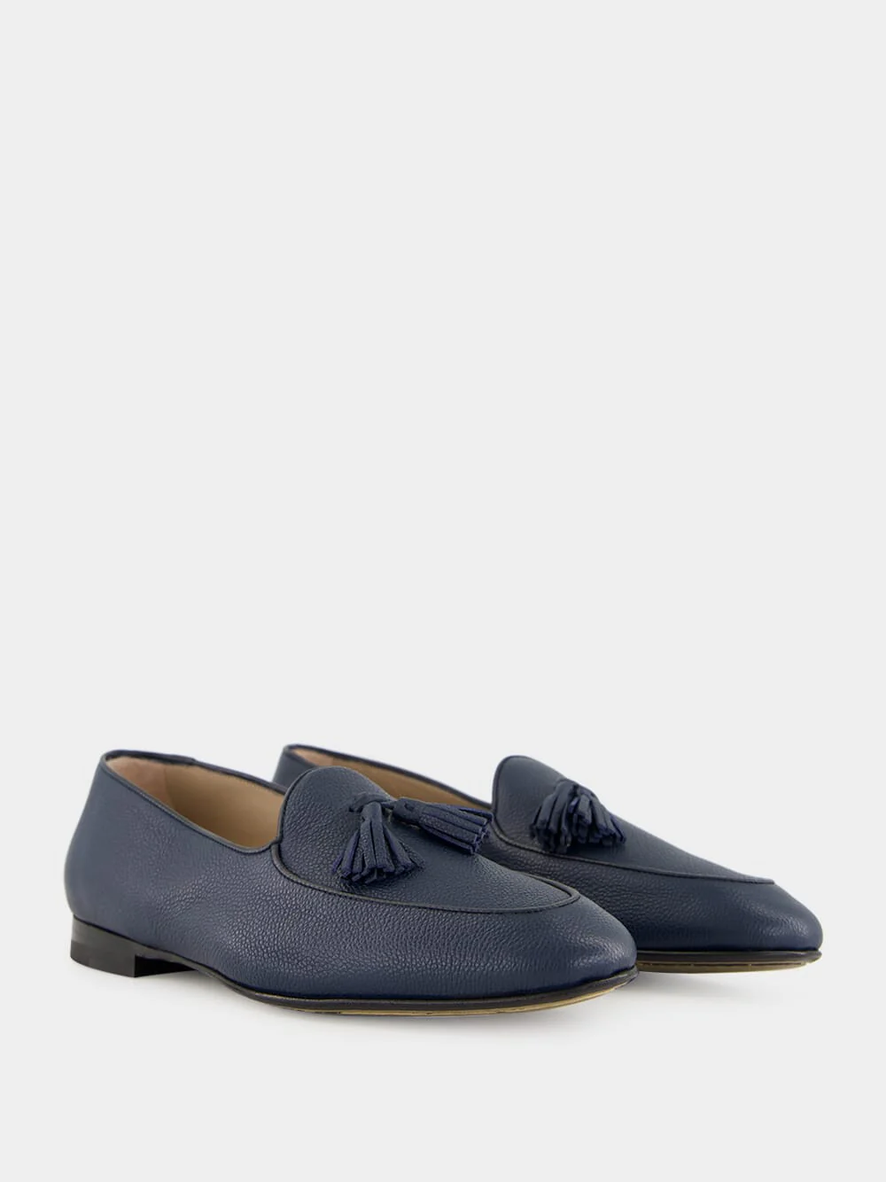 Lennox Navy Blue Leather Tassel Loafers - Image 3