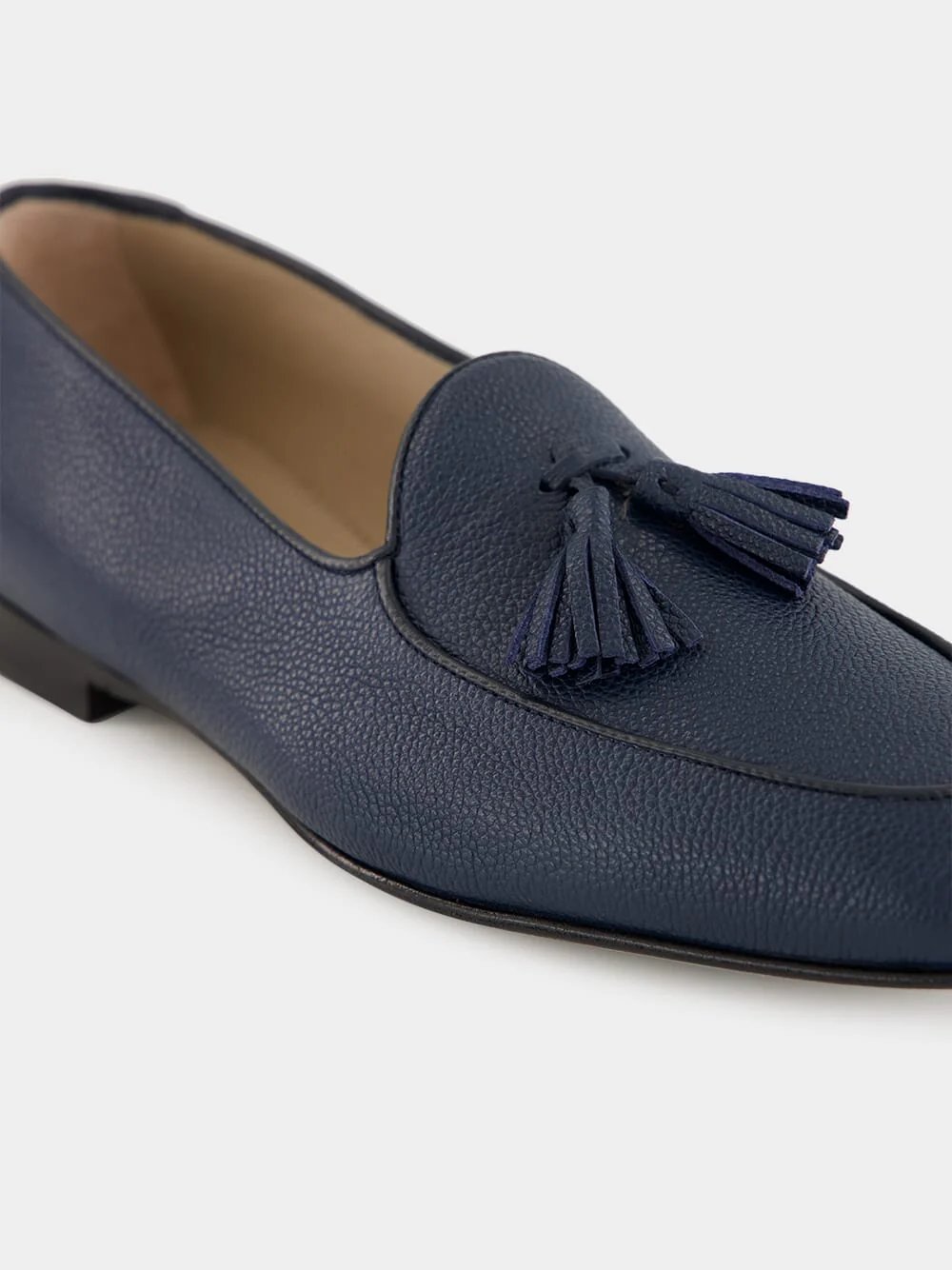Lennox Navy Blue Leather Tassel Loafers - Image 6