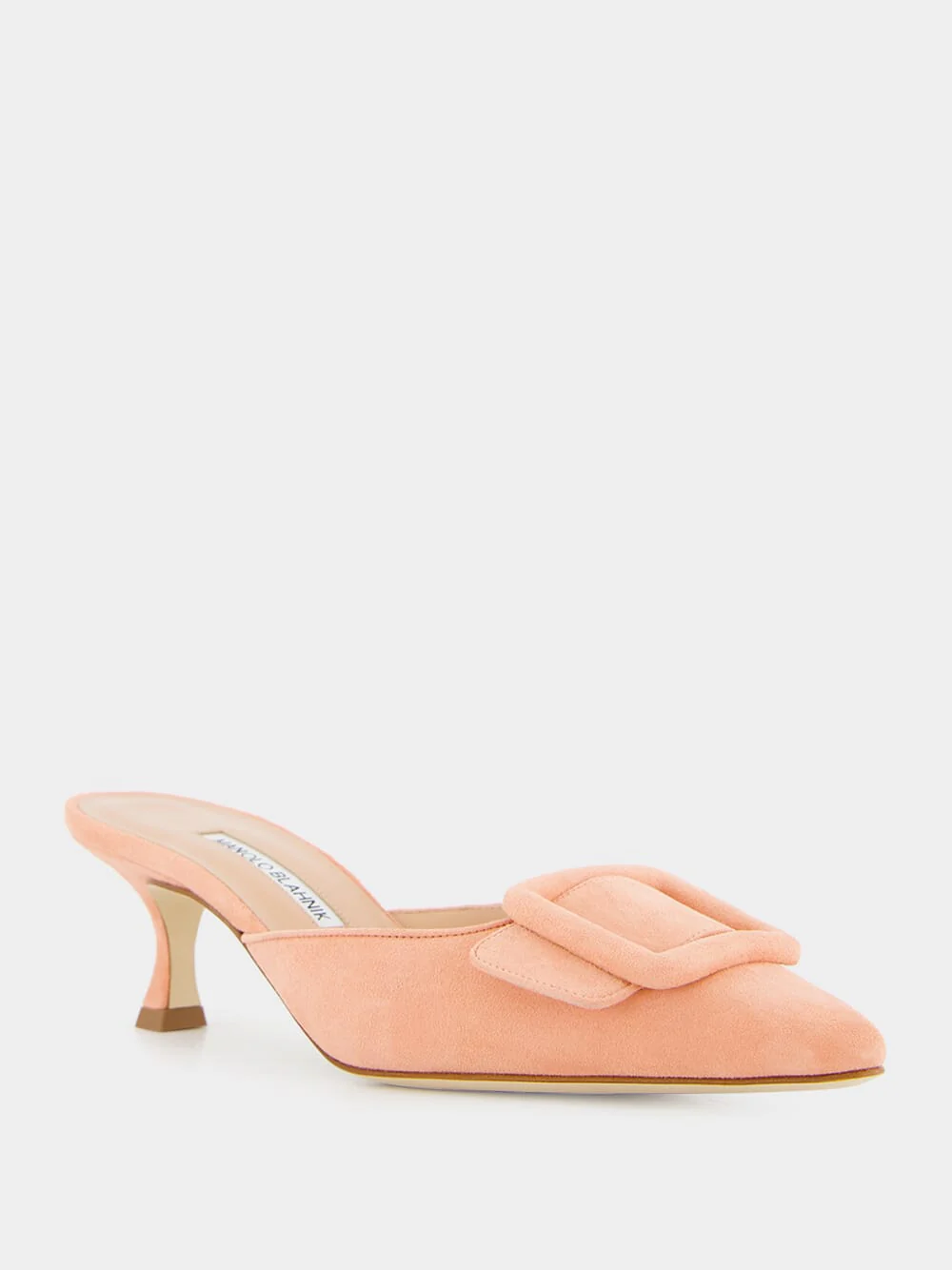 Maysale Light Pink Suede Kitten Heel Mules - Image 2