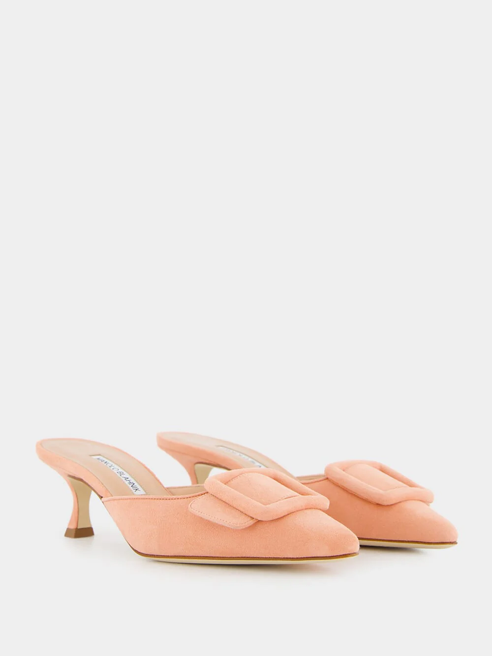 Maysale Light Pink Suede Kitten Heel Mules - Image 3