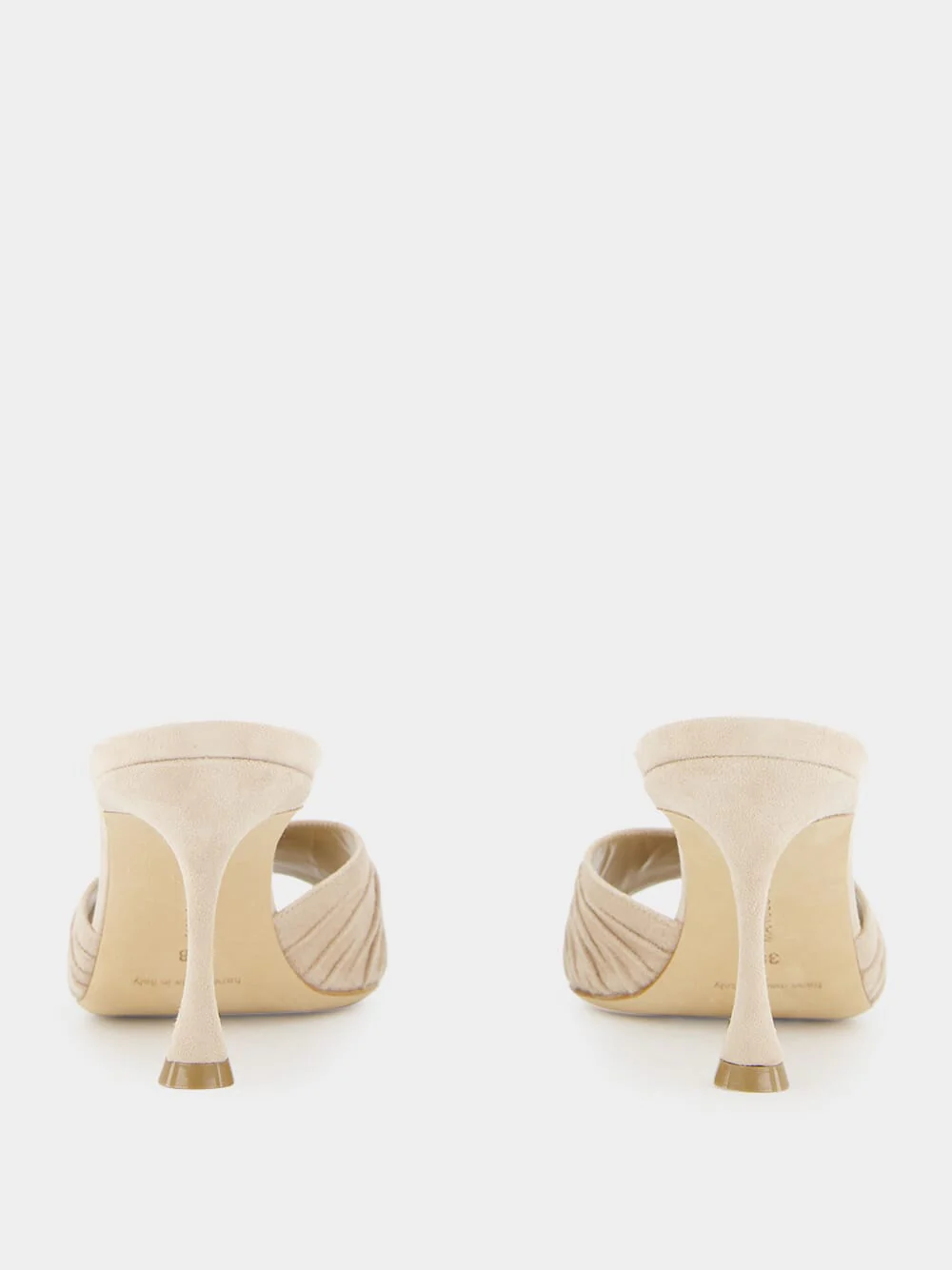 Pirua Beige Suede Ruched Open Toe Mules - Image 5
