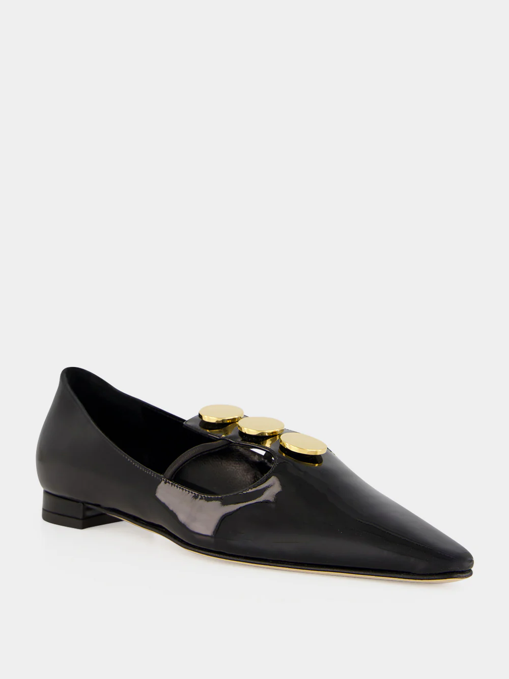 Black Khafre Patent Leather Flat Pumps - Image 2