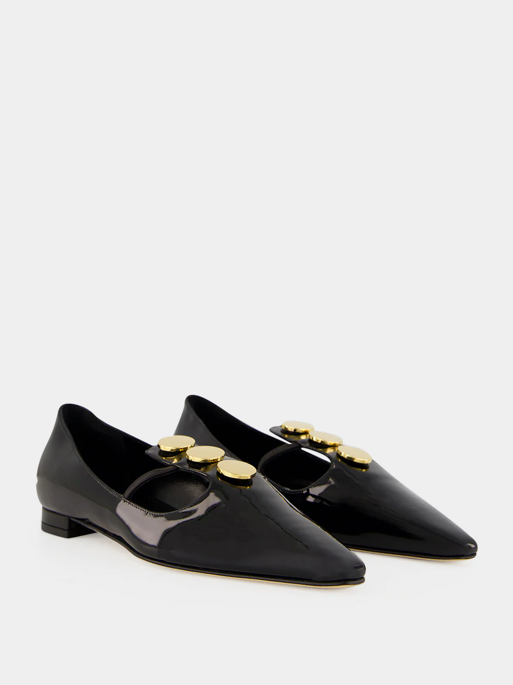 Black Khafre Patent Leather Flat Pumps - Image 3