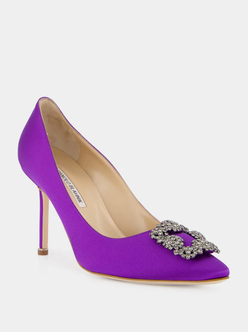 Purple Satin Jewel Buckle Pumps - Image 2