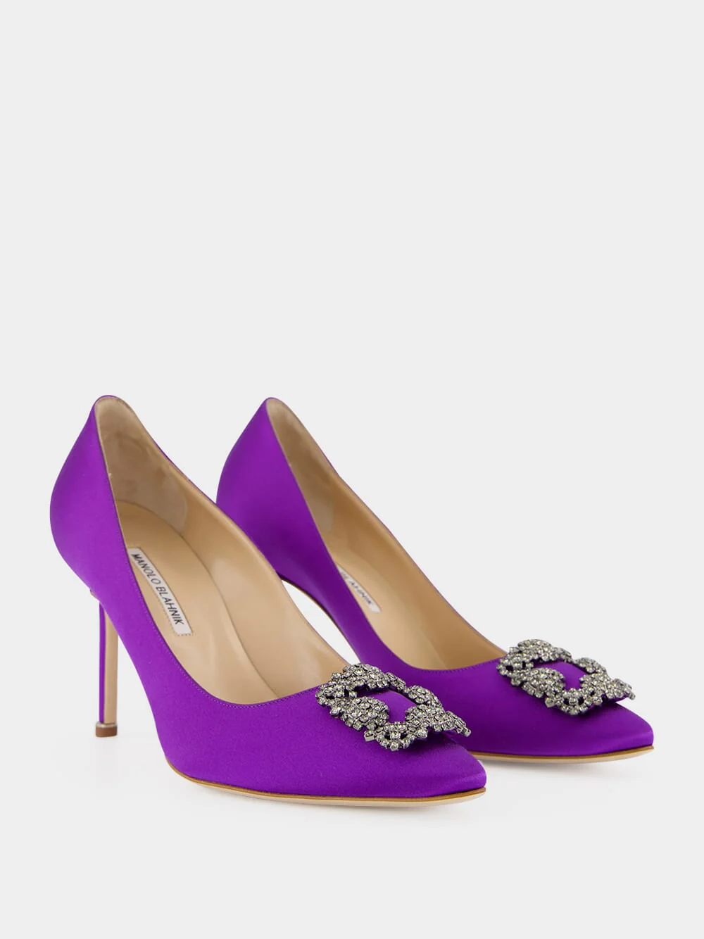 Purple Satin Jewel Buckle Pumps - Image 3