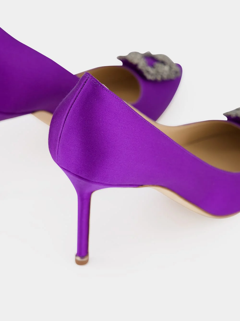 Purple Satin Jewel Buckle Pumps - Image 6