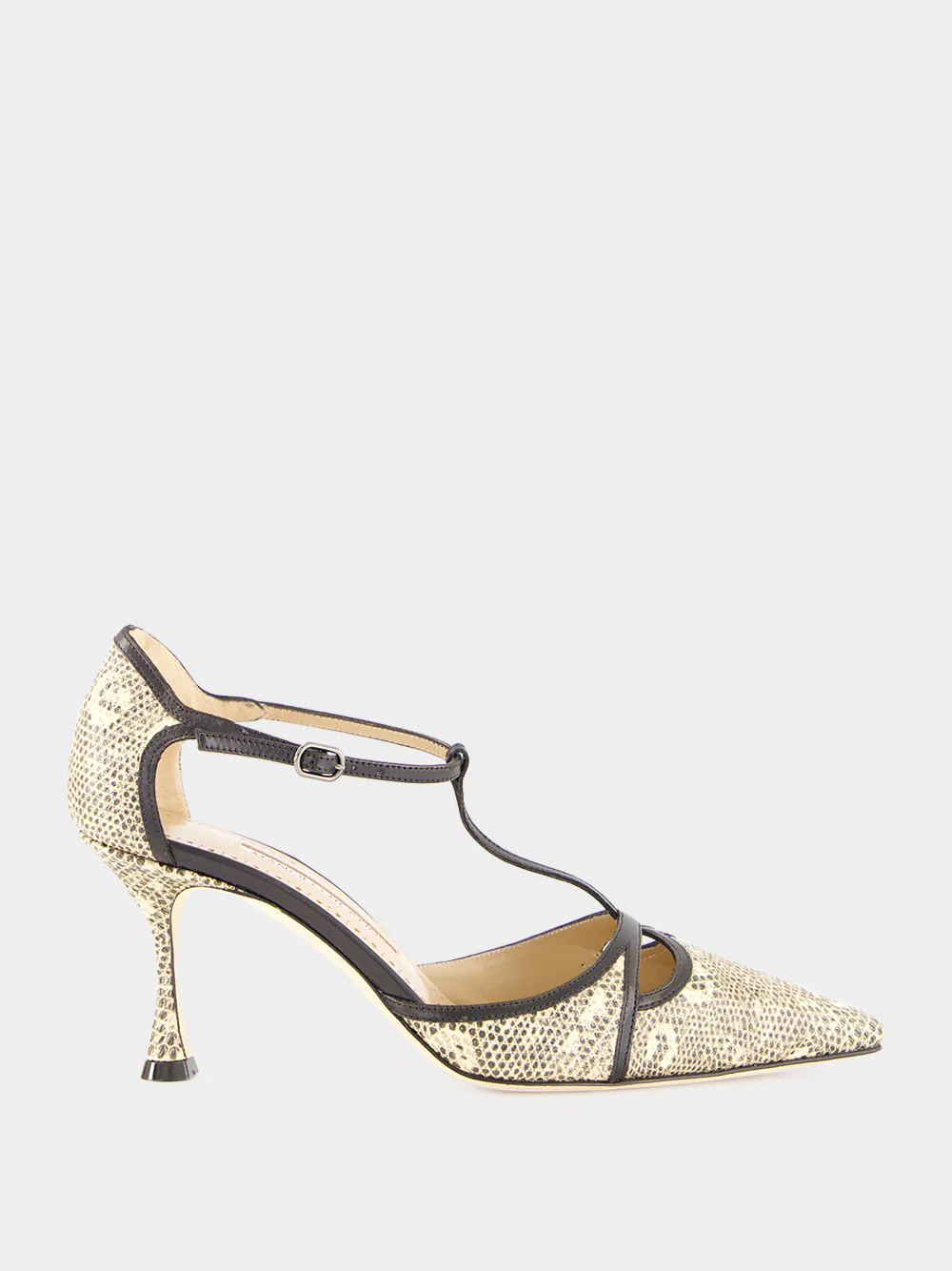 Black GISH Lizard 70 Print T-Bar Pumps