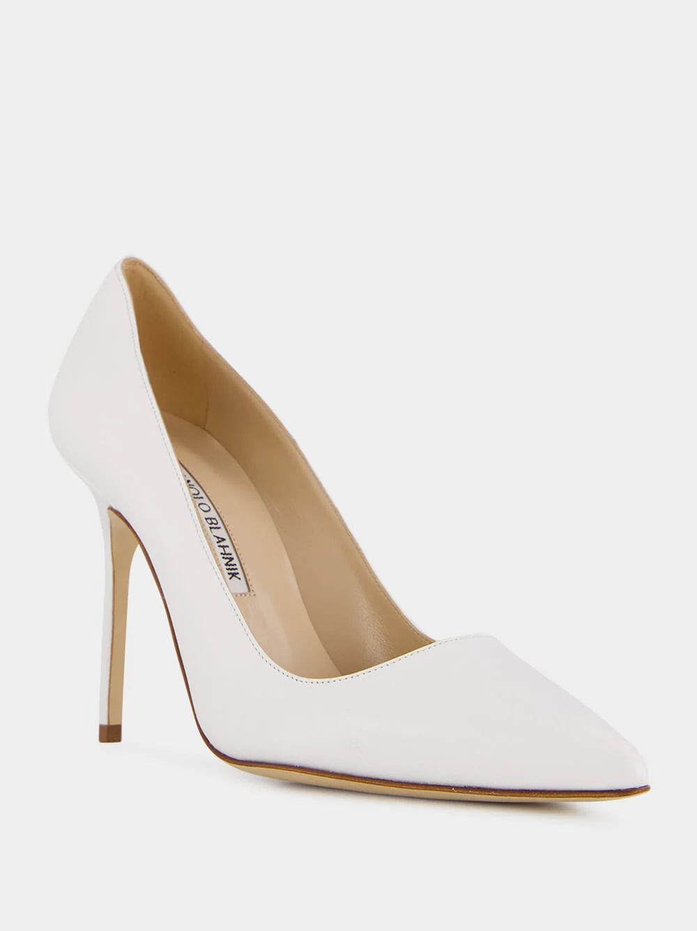 BB White Nappa Leather Pointed Toe Pumps - Image 2