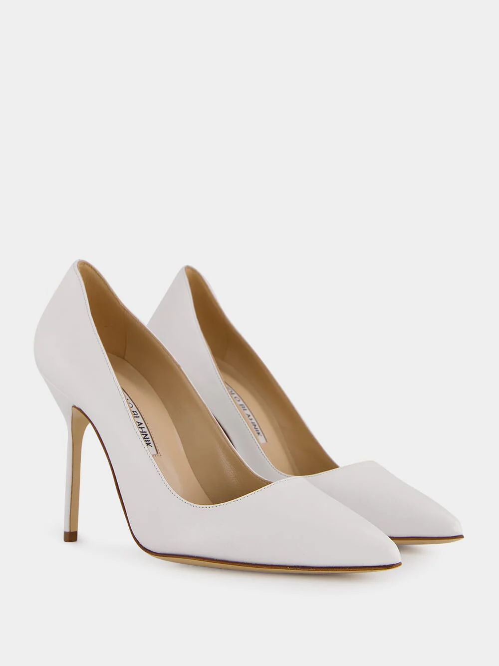 BB White Nappa Leather Pointed Toe Pumps - Image 3