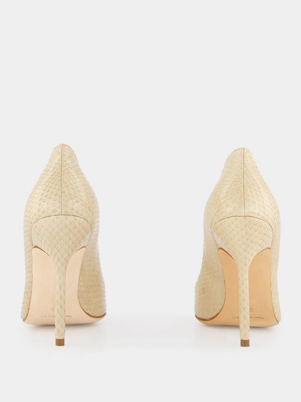 Beige Snakeskin-Effect Pointed Toe 105mm Pumps - Image 5